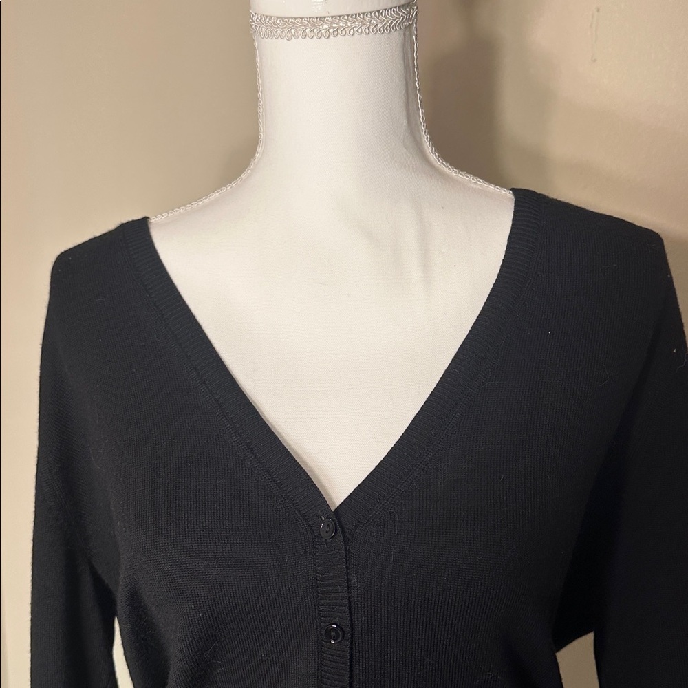 Victor Black V-Neck Button-Up Cardigan - Picture 2 of 7